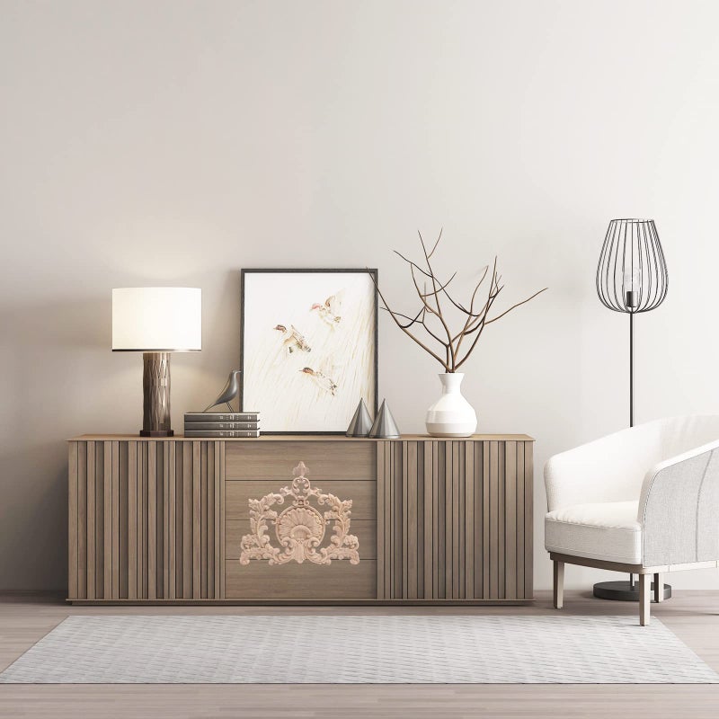 Beoot Wood Carved Corner Furniture Onlay Wooden Applique Unpainted Home Decor(04,31x28cm/12.2x11.02inch) - Image 3
